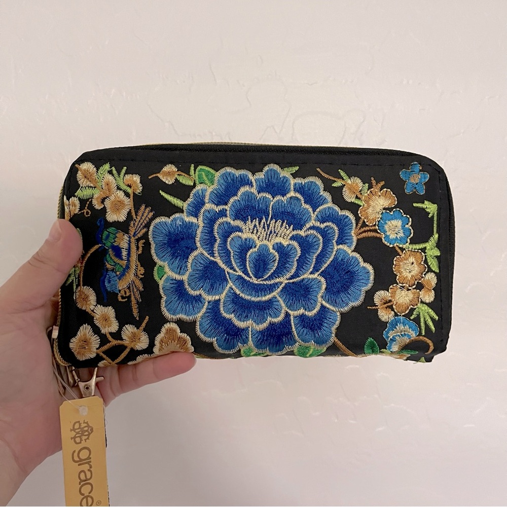 🌹 Brand New - Authentic Embroidered Wallet from Mexico, Floral Design